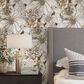 Harry and Grace Ink Rose 216" x 20.5" Peel and Stick Wallpaper in Mocha and Blue Mist, , large