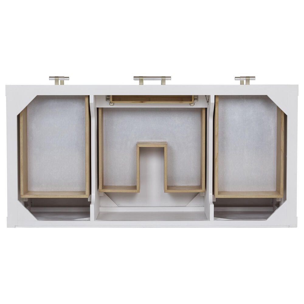 James Martin Vanities Olena 48&quot; Single Vanity in Light Mappa Burl and Polished White with 3 cm White Zeus Quartz Top, , large