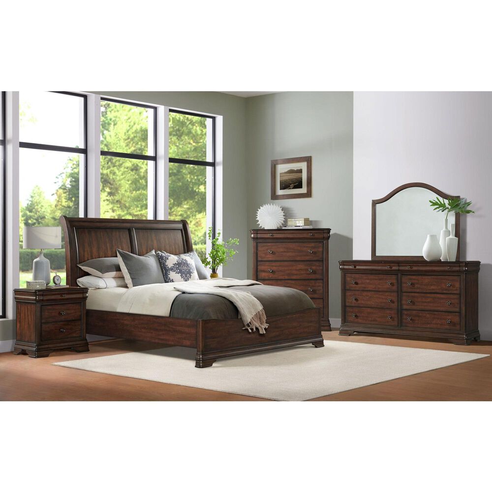 Mayberry Hill Phillipe Queen Bed with Two Nightstands in Cherry, , large