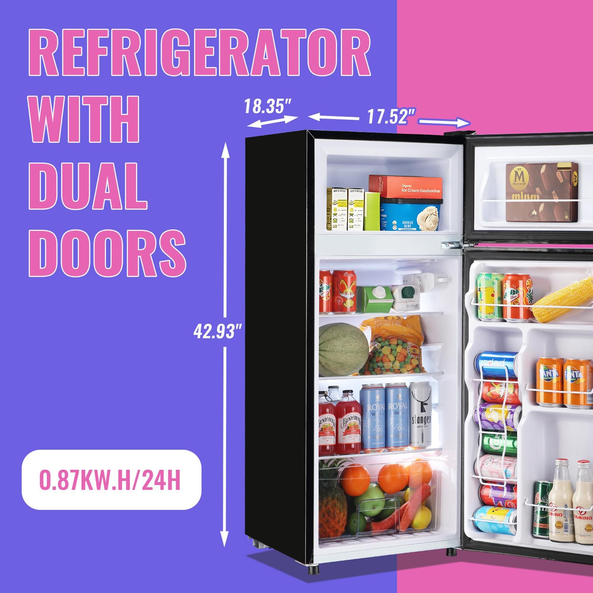 HOMLUX 4.5 Cu. Ft. Mini Upright Refrigerator with 1 Cu. Ft. Top