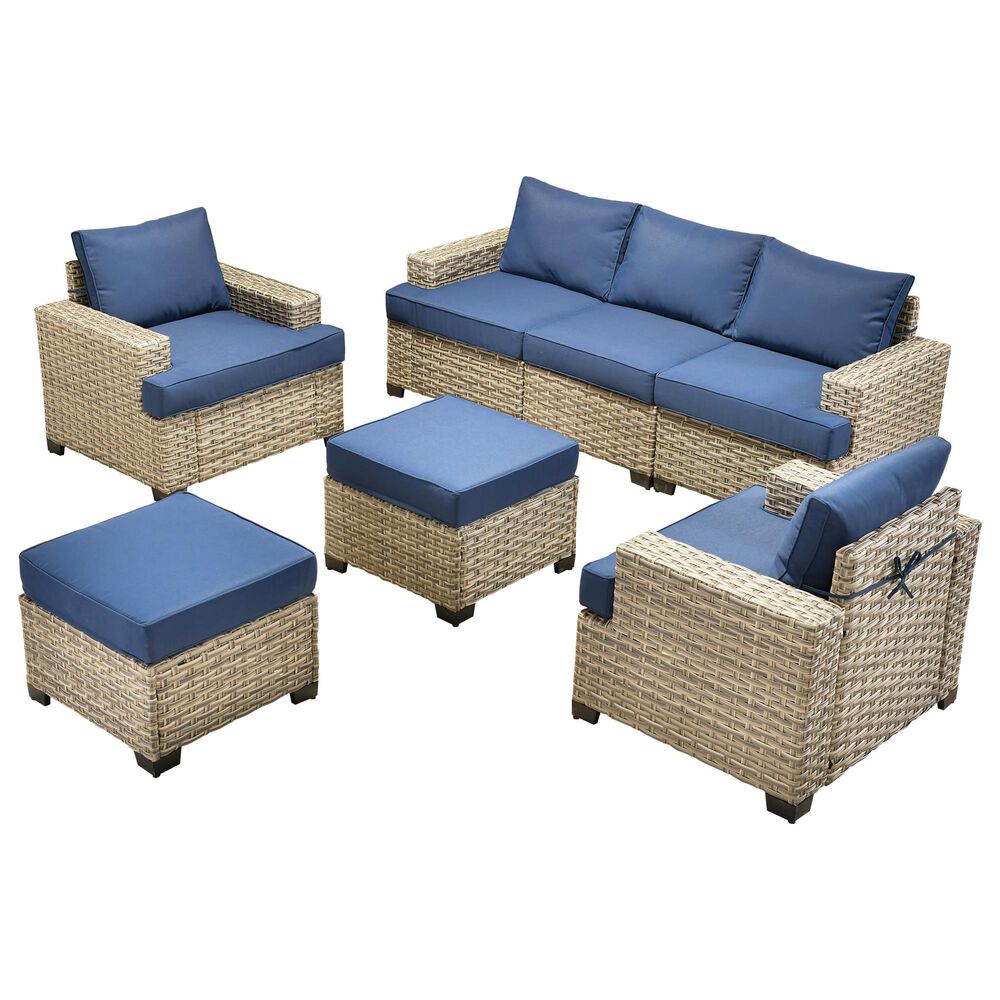 HOMLUX 7-Piece Modular Patio  Conversation Set in Navy Blue, , large