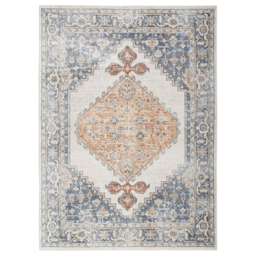 Nourison Astra Machine Washable ASW11 Grey/Gold Area Rug 5'3 x 7' Rectangle