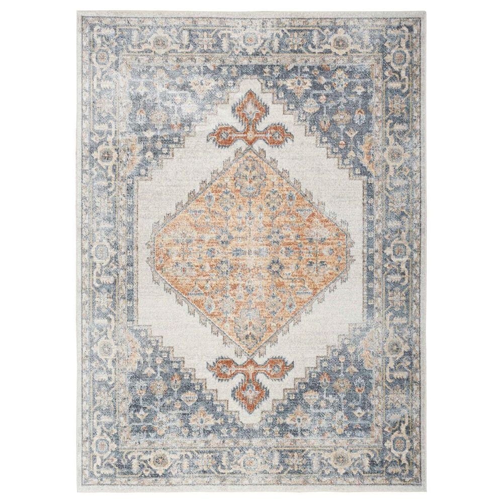 Nourison Astra Machine Washable 5"3" x 7" Grey and Gold Area Rug, , large