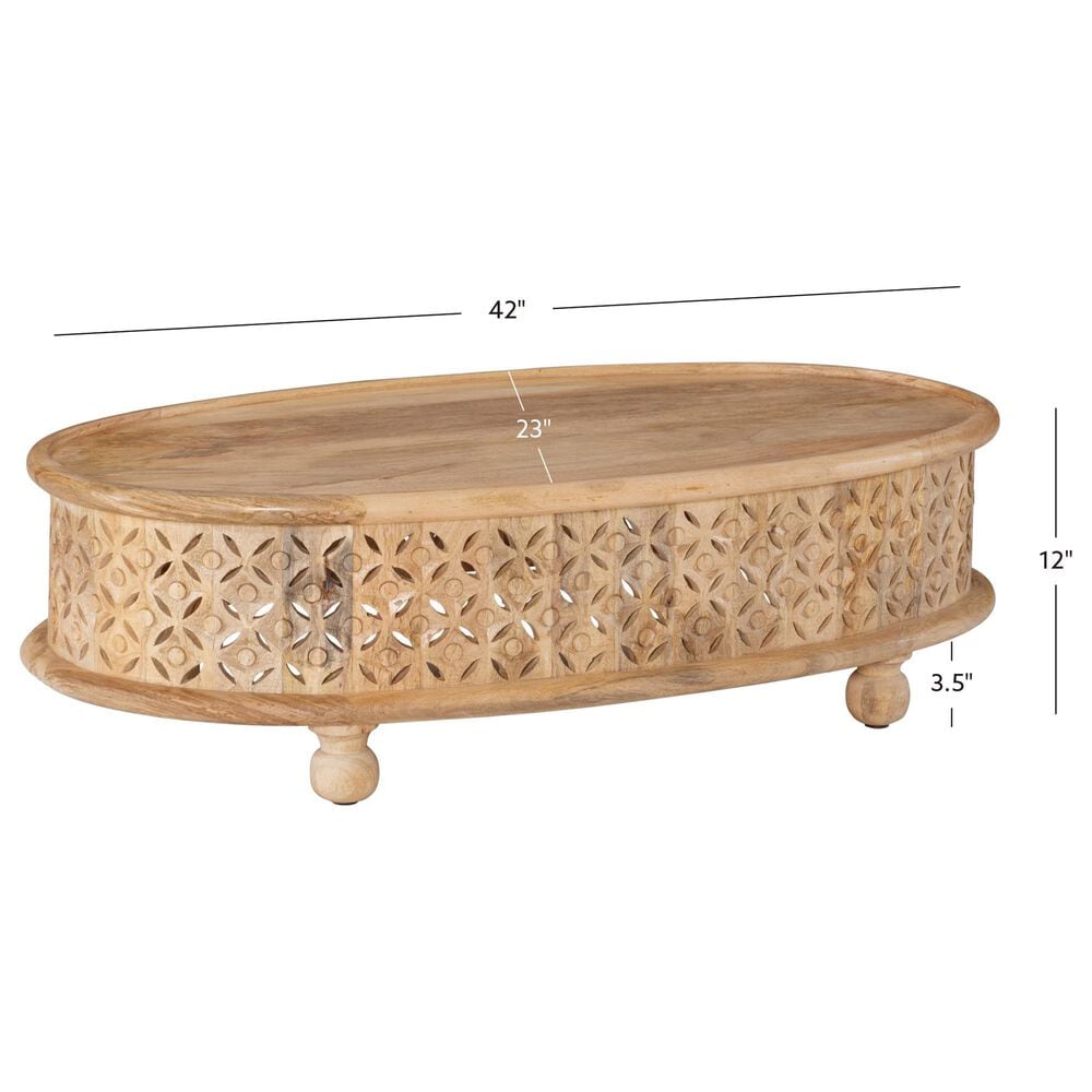 Linon Home Decor Inora Oval Coffee Table in Natural, , large