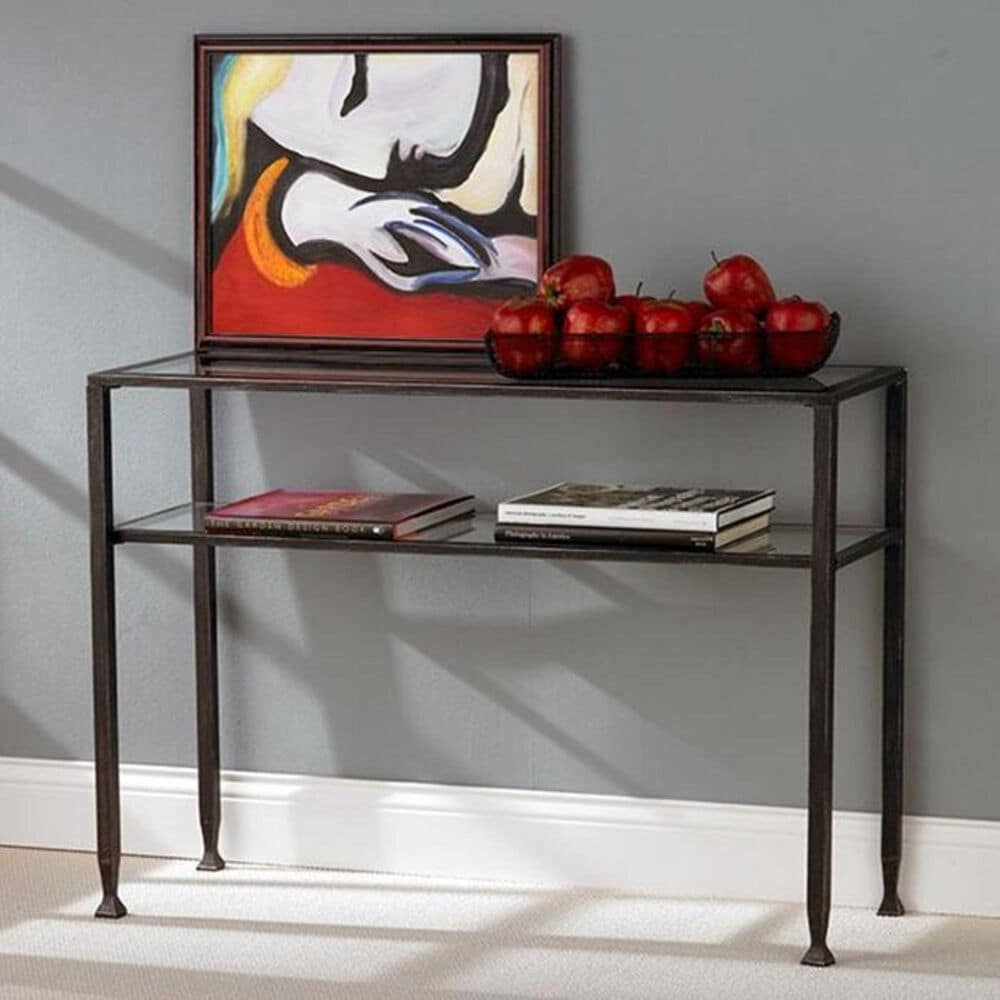 Southern Enterprises Metal Base and Glass Top Console Table in Black, , large