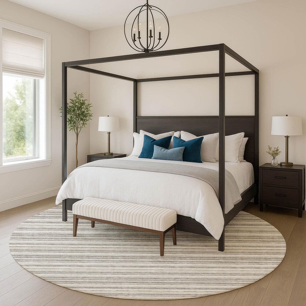 Dalyn Rug Company Soft Essentials Striped Taupe 8' Round Indoor/Outdoor Area Rug, , large