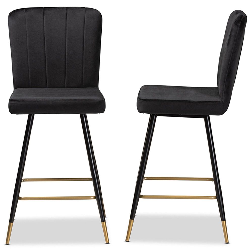 Baxton Studio Preston Barstool in Black and Gold (Set of 2) NFM
