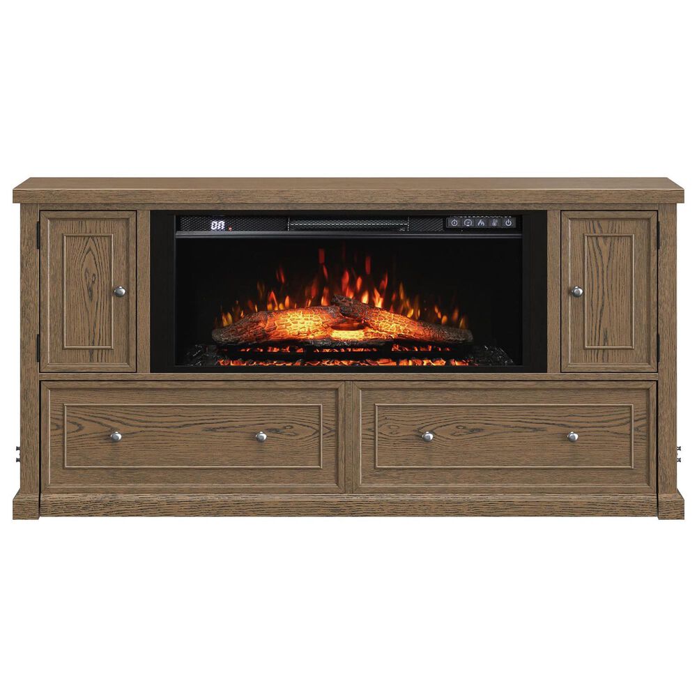 Richlands Furniture Soren Fireplace Dream Console with Queen Convertible Bed in Light Oak, , large