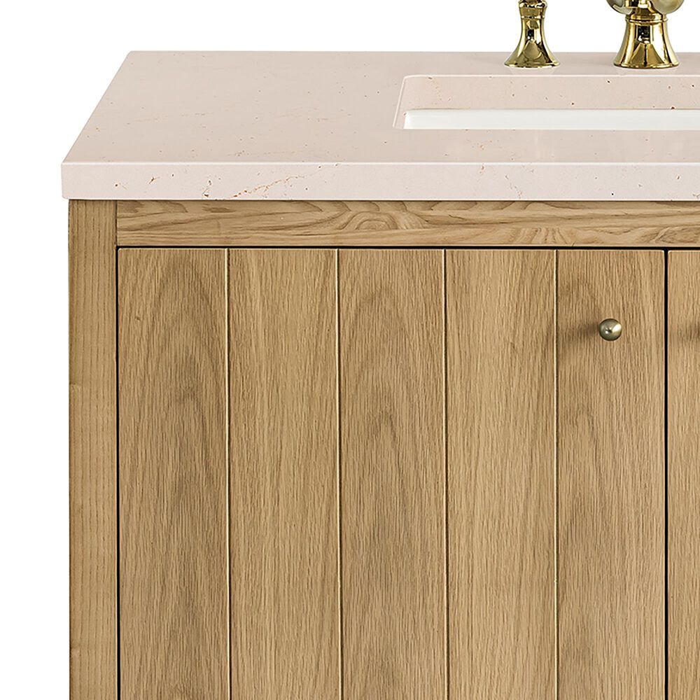 James Martin Vanities Hudson 36&quot; Single Bathroom Vanity in Light Natural Oak with 3 cm Eternal Marfil Quartz Top and Rectangular Sink, , large