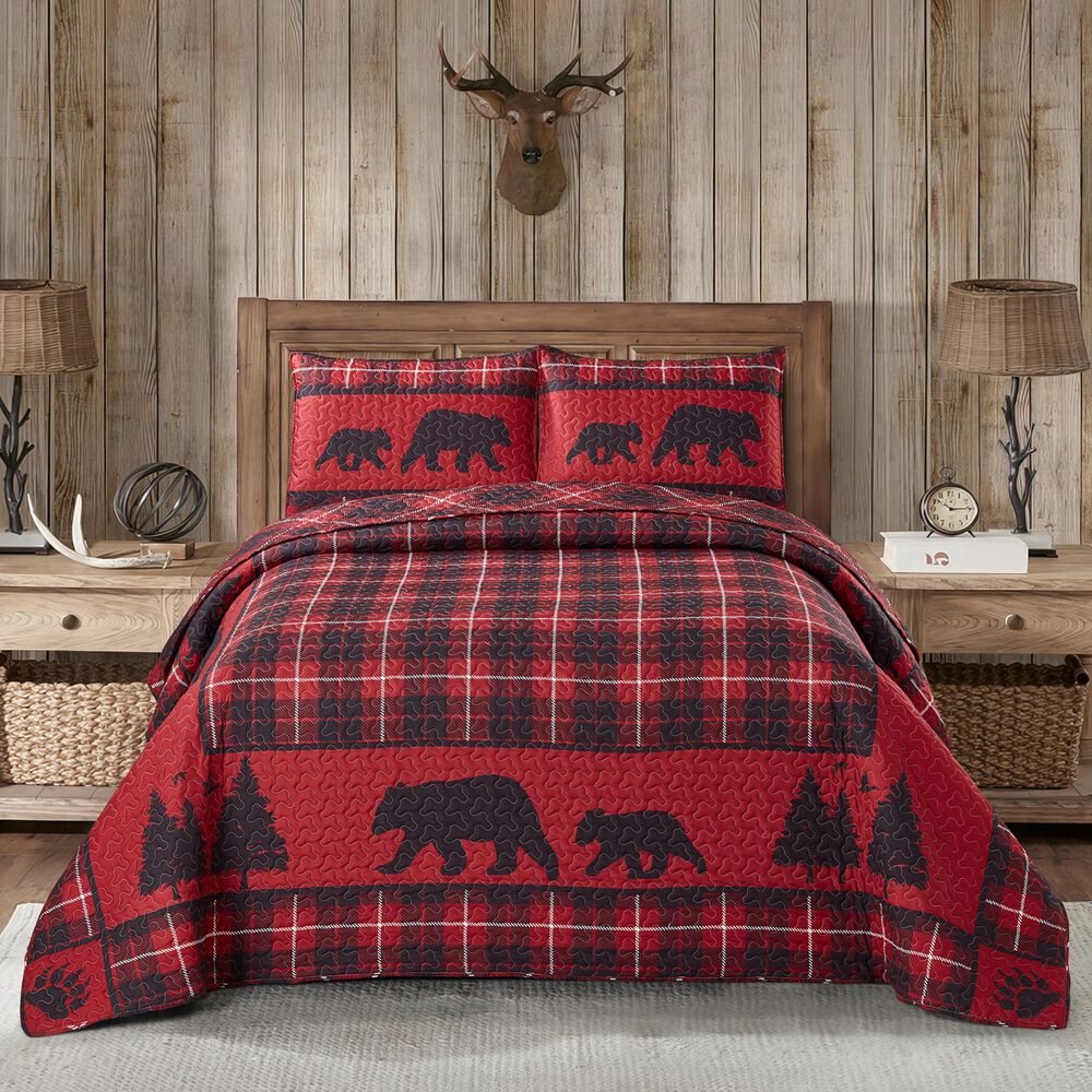 Duke Imports Cabin Life 3-Piece Full/Queen Quilt Set in Red, , large