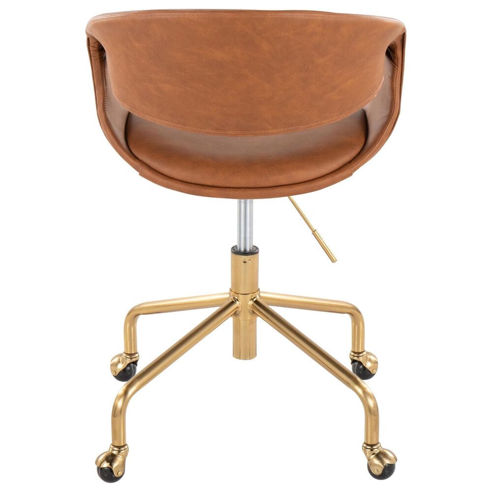 Lumisource Curvo Task Chair with Camel Cushion in Gold, , large