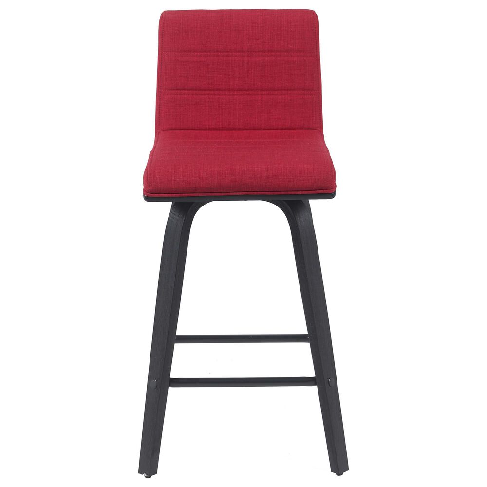 Armen Living Vienna Swivel Counter Height Stool with Red Upholstery in Black Brushed, , large