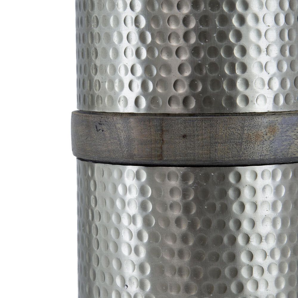 A&amp;B Home Hammered Table Lamp with Collapsible Shade in Gray and Silver, , large