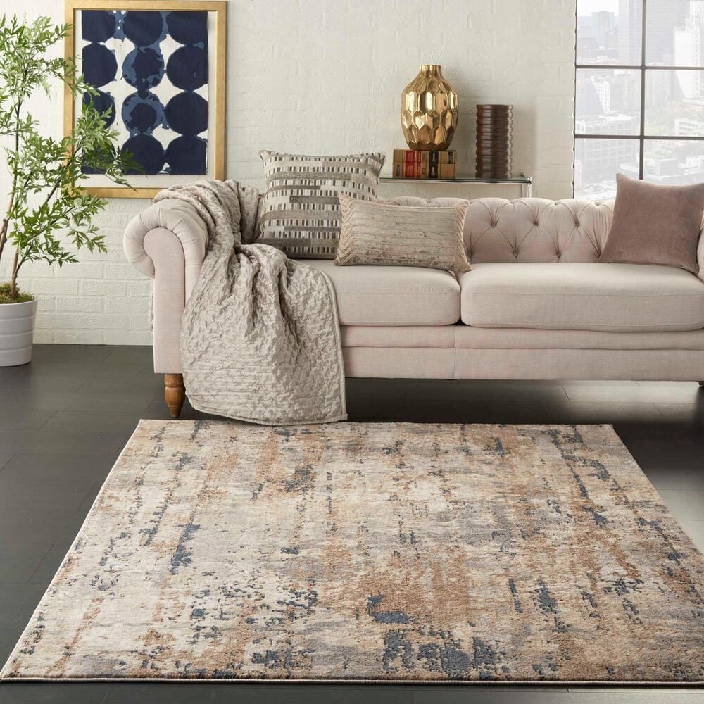 Nourison Quarry QUA01 5&#39;3&quot; x 7&#39;3&quot; Beige and Grey Area Rug, , large