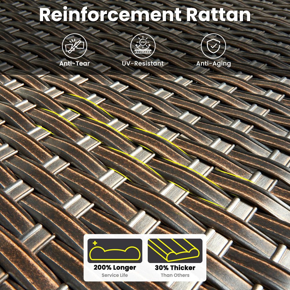 HOMLUX HOMLUX 5-Piece Patio Furniture Set with Chairs and Ottomans, High Back Outdoor Sofa Set, Brown Rattan in Orange Red, , large