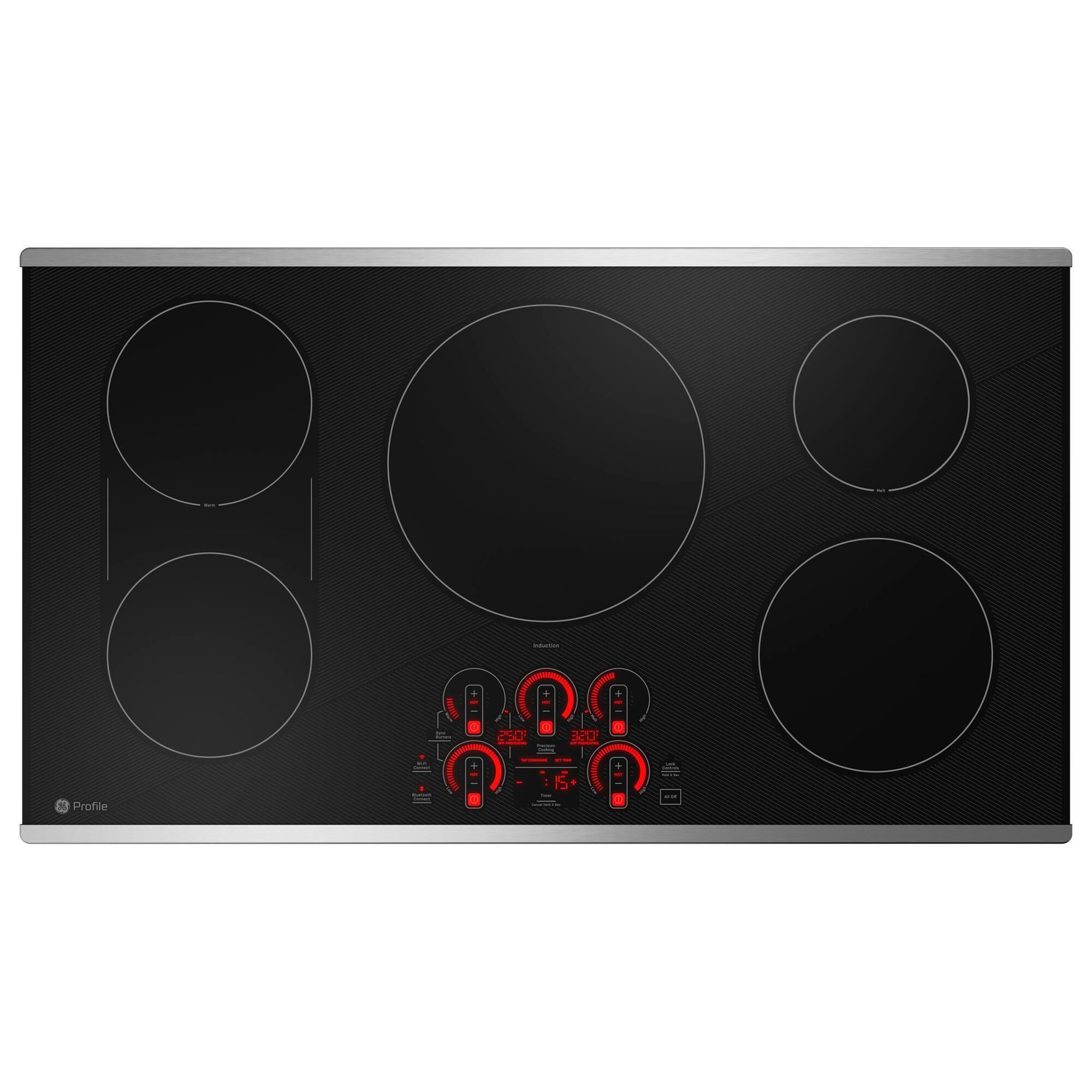GE Profile 2 Piece Kitchen Package with 30 Smart Built In Convection Double Wall Oven and 36 Induction Cooktop in Stainless Steel NFM