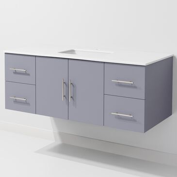 Lexora Home Geneva 48" Single Bathroom Vanity in Dark Grey with 2 cm White Cultured Marble Top and Rectangular Sink, , large