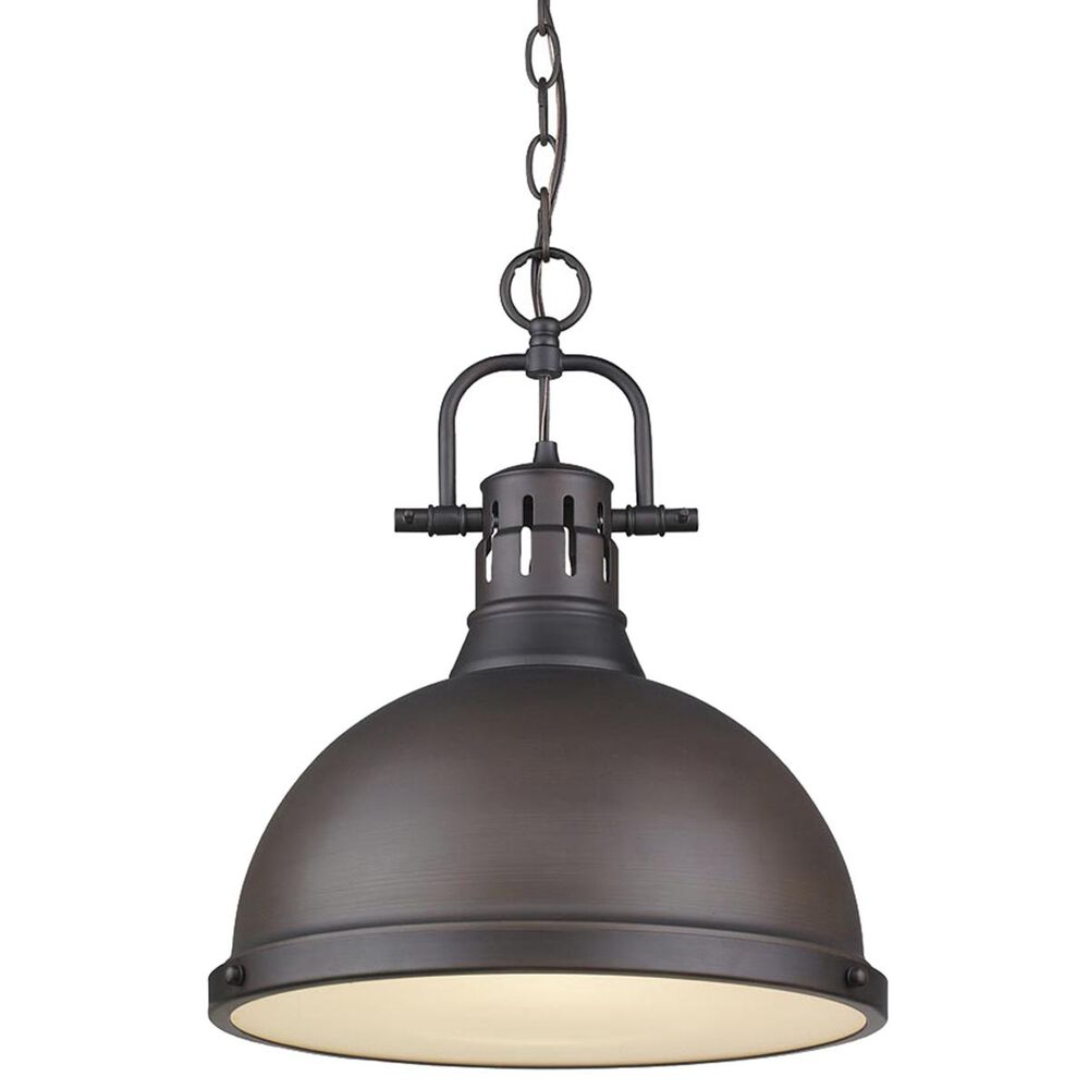 Golden Lighting Duncan 1-Light Pendant with Chain in Rubbed Bronze with a Rubbed Bronze Shade, , large