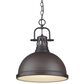 Golden Lighting Duncan 1-Light Pendant with Chain in Rubbed Bronze with a Rubbed Bronze Shade, , large