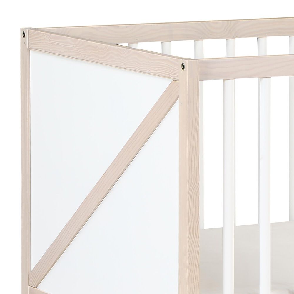 Hearth and Haven Pixie Zen 3-In-1 Convertible Crib in Washed Natural and White, , large