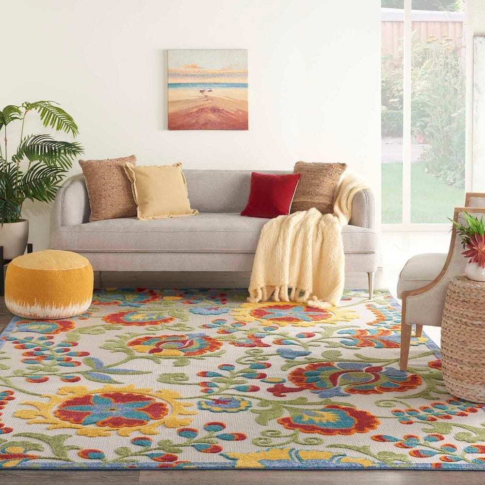 Nourison Aloha ALH17 12&#39; x 15&#39; Ivory and Multicolor Indoor/Outdoor Area Rug, , large