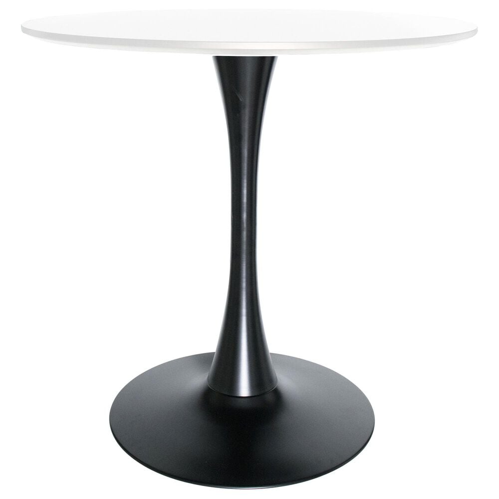 Leisuremod Bristol 27&quot; Round Dining Table with MDF Top in Black and White - Table Only, , large