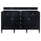 James Martin Vanities Brittany 60" Double Bathroom Vanity in Black Onyx with 3 cm White Zeus Quartz Top and Rectangular Sinks, , large