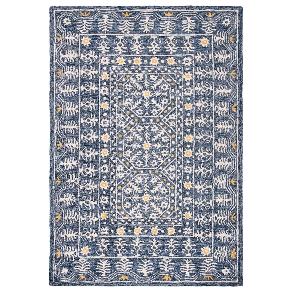 Safavieh Micro-Loop MLP619M 4" x 6" Blue and Ivory Area Rug, , large