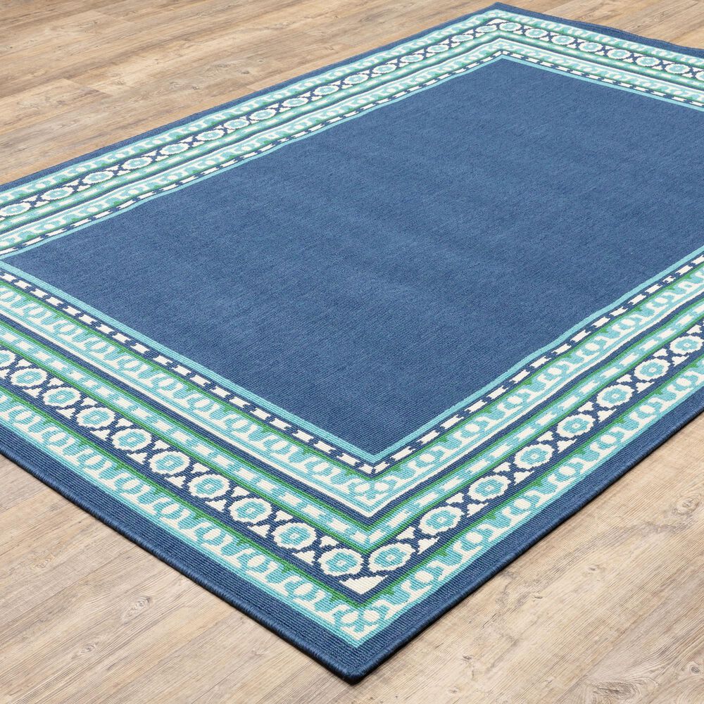 Oriental Weavers Meridian Navy and Green 8'6" x 13' Indoor/Outdoor Area Rug, , large
