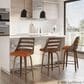 Lumisource Trevi Swivel Counter Stool with Orange Cushion in Walnut and Black (Set of 2), , large