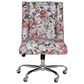 Linon Home Decor Draper Office Chair with Navy Floral Cushion in Silver, , large