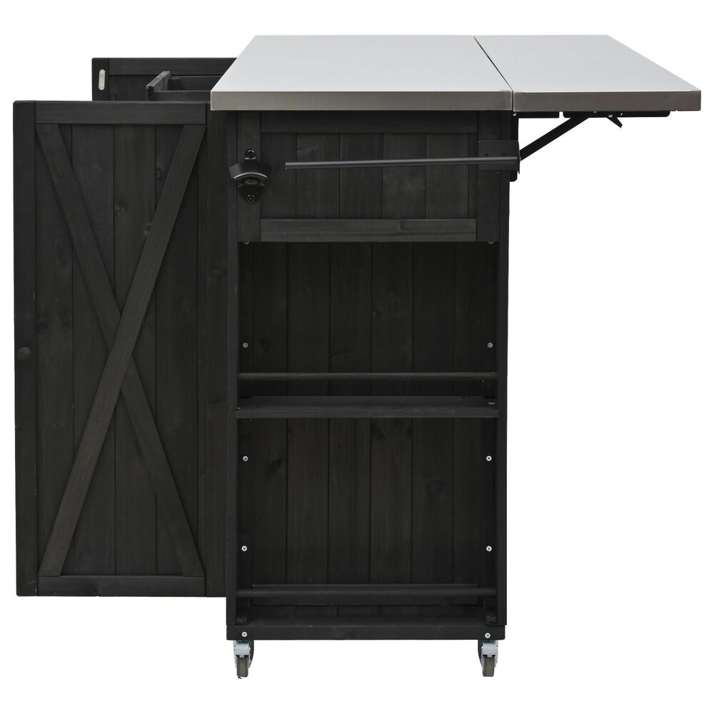 Hearth and Haven Outdoor Kitchen Island with Stainless Steel Top in Black, , large