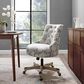 Linon Home Decor Sinclair Office Chair with Floral Gray Cushion in Grey Wash, , large