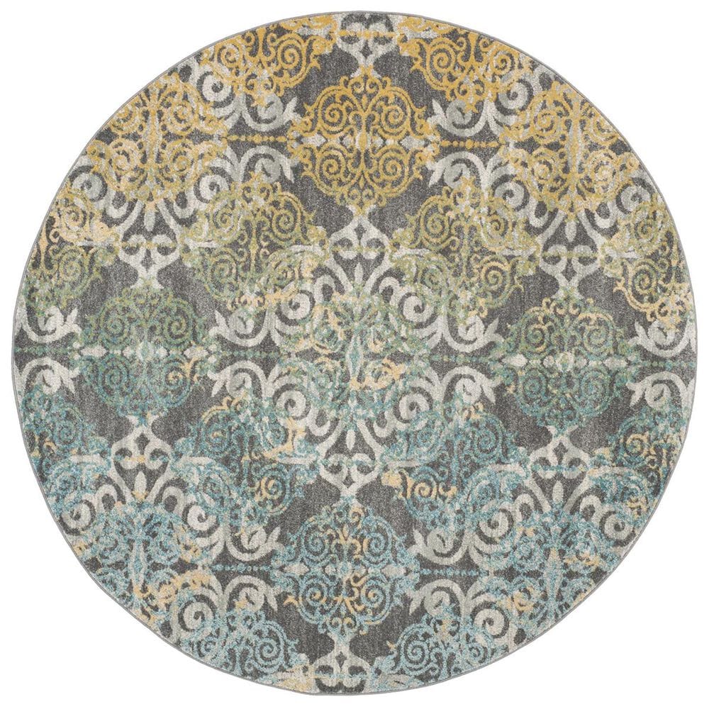 Safavieh Evoke EVK230D-5R 5&#39;1&quot; Round Grey/Ivory Area Rug, , large