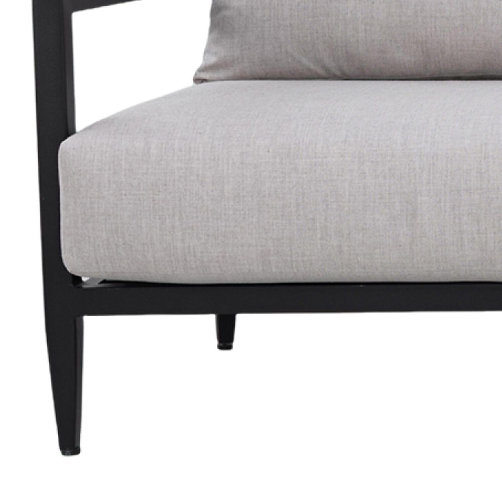 Hearth and Haven Modern Outdoor Bench Sofa with Cast Silver Cushion in Ember Black, , large