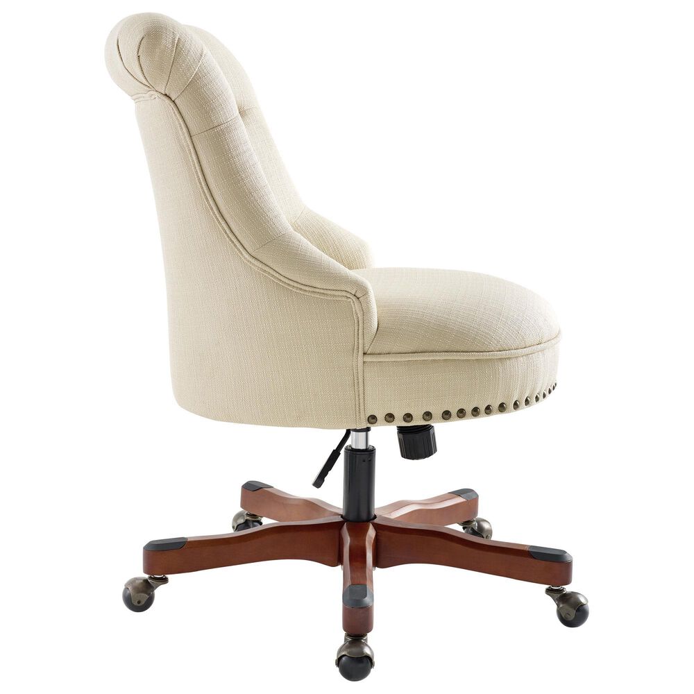 Linon Home Decor Sinclair Office Chair with Beige Cushion in Cherry, , large