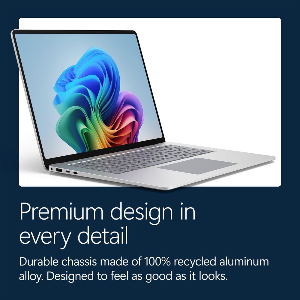 Microsoft Surface Laptop | 15-inch | Snapdragon X2 Plus (10 core) | 16GB RAM | 512GB SSD | Platinum | Windows 11 | (Latest Model, 8th Edition), , large