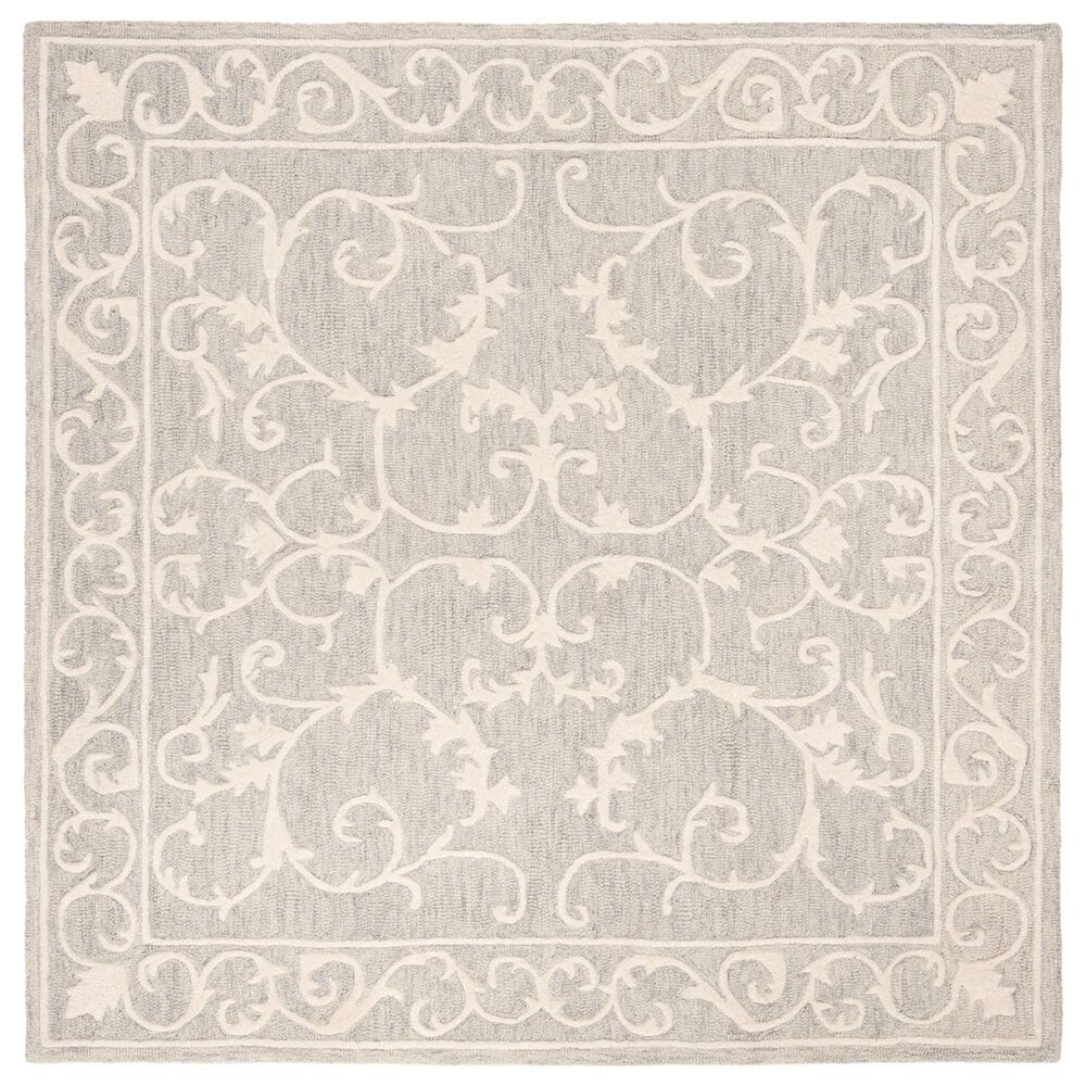 Safavieh Micro-Loop MLP507F 5" Square Light Grey and Ivory Area Rug, , large