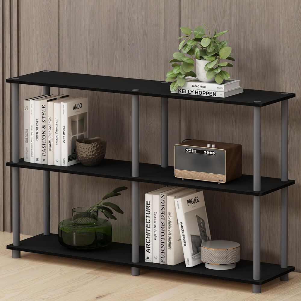 HOMLUX Turn-N-Tube 3-Tier Double Size Storage Display Rack in Black and Grey, , large