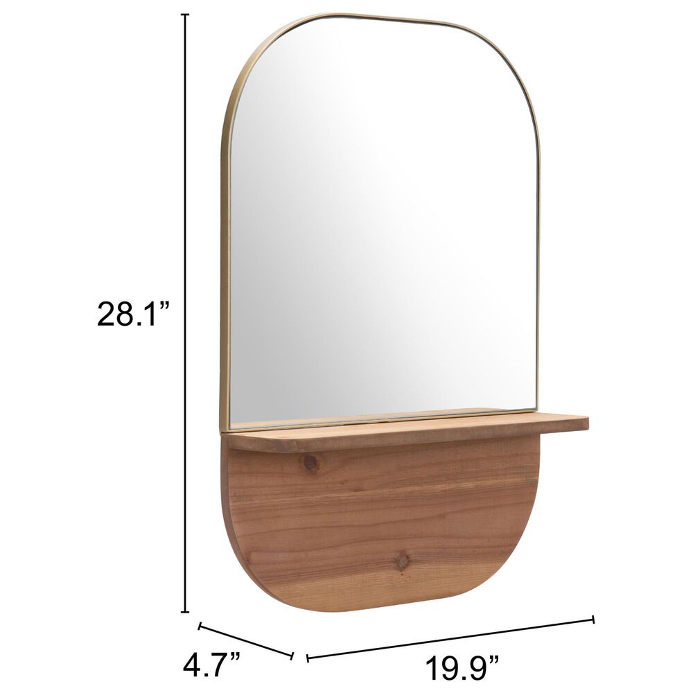 Zuo Modern Meridian Mirror in Gold and Brown, , large