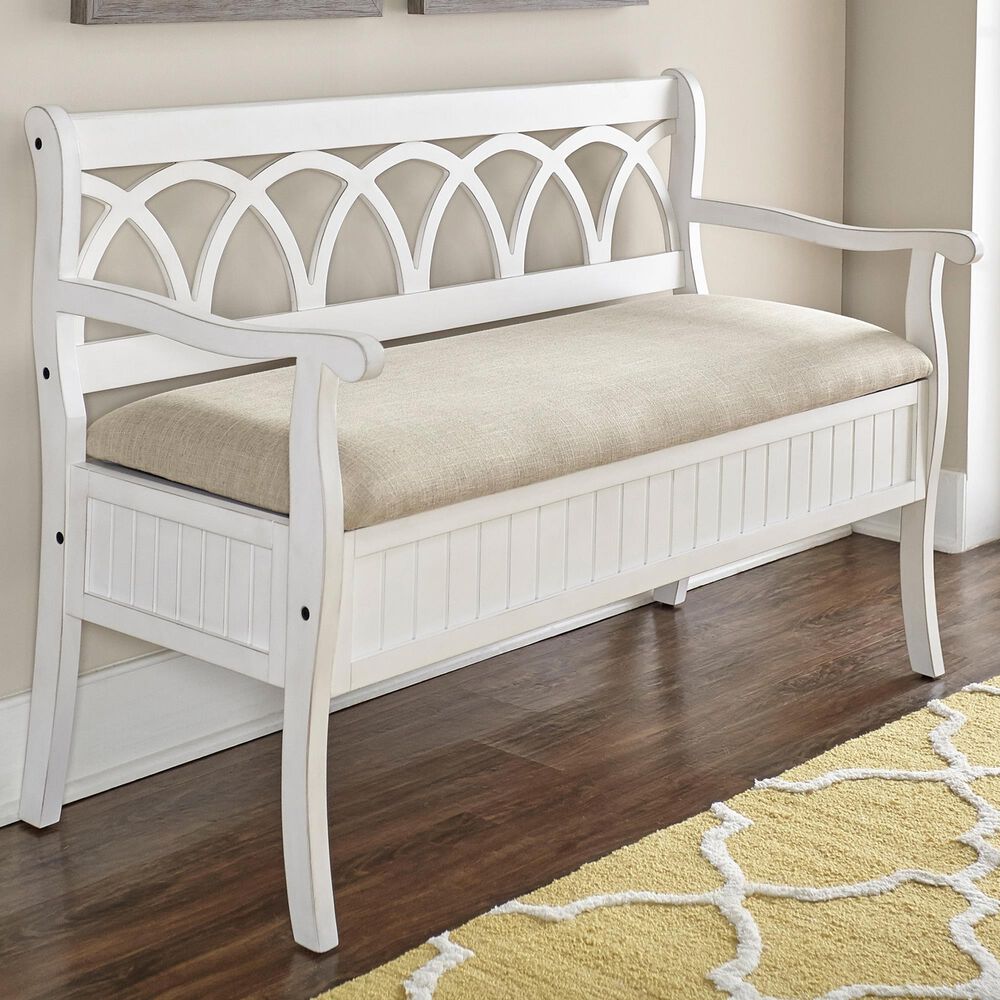 Parkerville Furniture Line Storage Bench in White, , large
