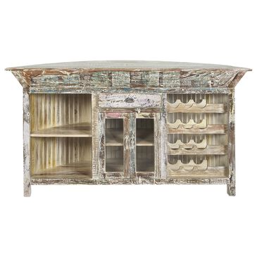Maple and Jade 42" x 76" Bar Cabinet in Brown, Black and Blue, , large
