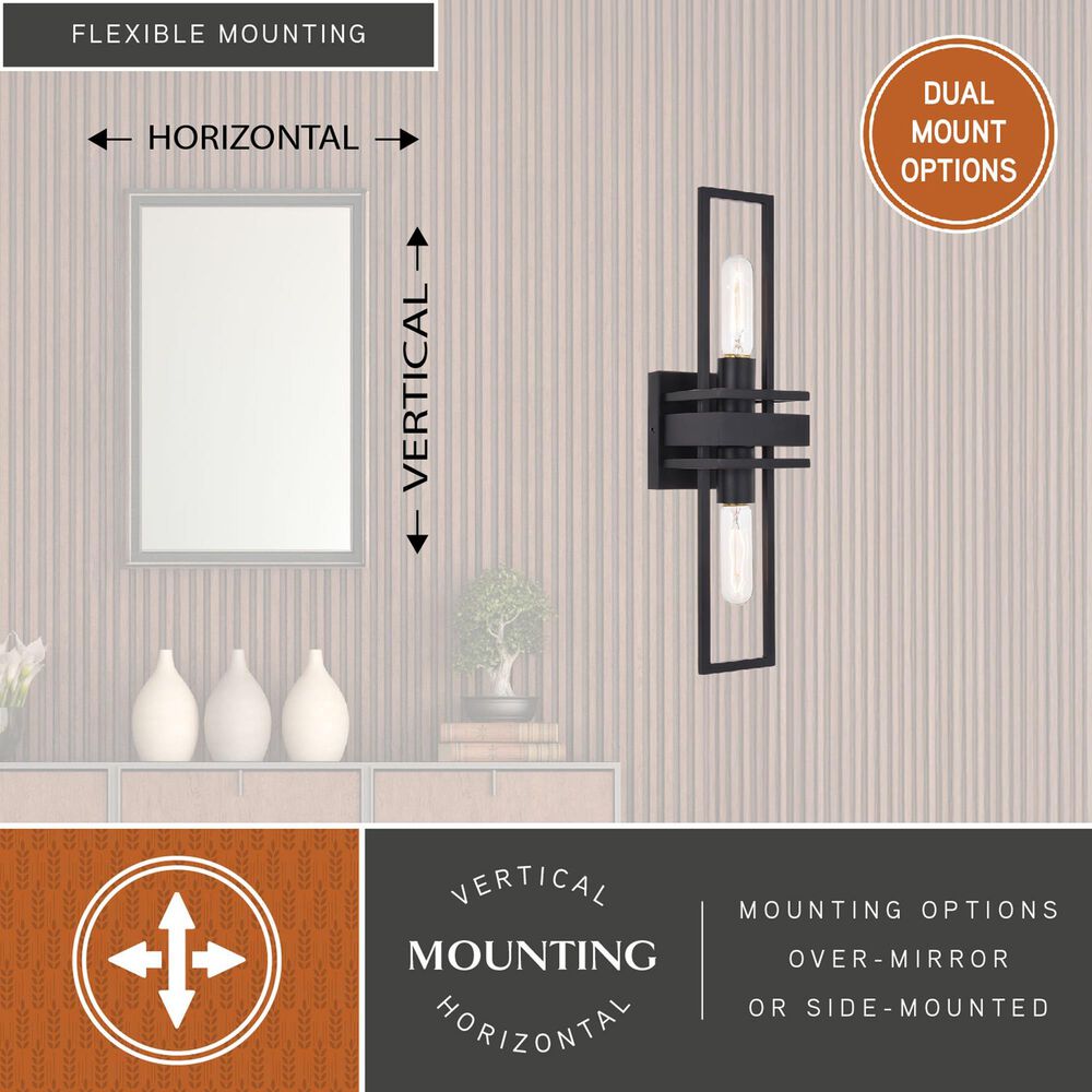 Vaxcel Marquis 2-Light Wall Sconce in Matte Black, , large