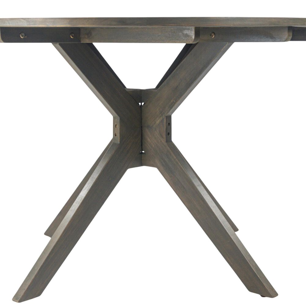 HOMLUX Outdoor Stanford Round Acacia Wood Dining Table with X Base in Gray - Table Only, , large