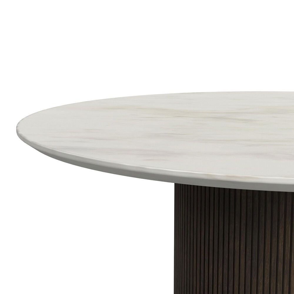 Mayberry Hill Sylvie 5-Piece Round Dining Set in Brown and White, , large