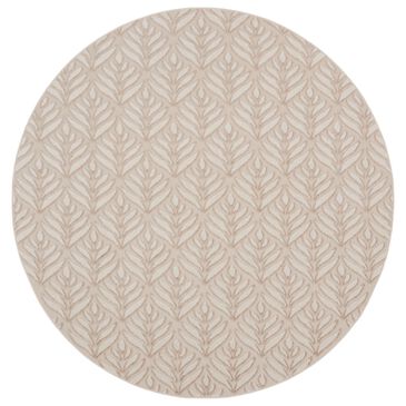 Nourison Aloha Floral 7"10" Round Ivory and Grey Indoor/Outdoor Area Rug, , large
