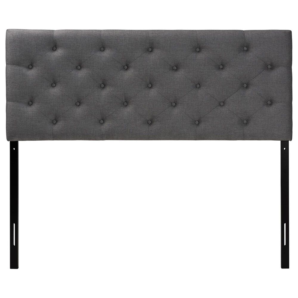 Baxton Studio Viviana Full Upholstered Headboard in Grey, , large