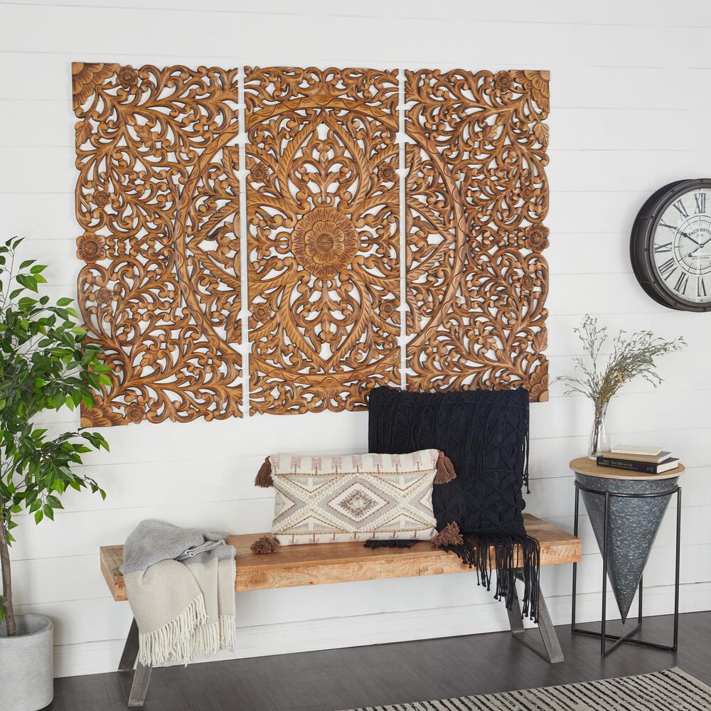 Maple and Jade 48&quot; x 16&quot; Traditional Wall Decor in Cinnamon Brown, , large