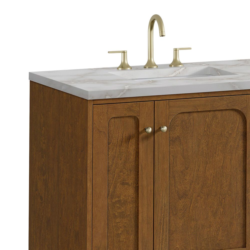 James Martin Laurent 72" Double Bathroom Vanity in Honey Oak with 3 cm Victorian Silver Silestone Top and Rectangular Sinks, , large