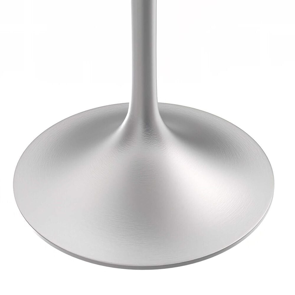 Leisuremod LeisureMod Verve Collection 27 Square Dining Table, Brushed Base with Laminated White Marbleized Top, , large